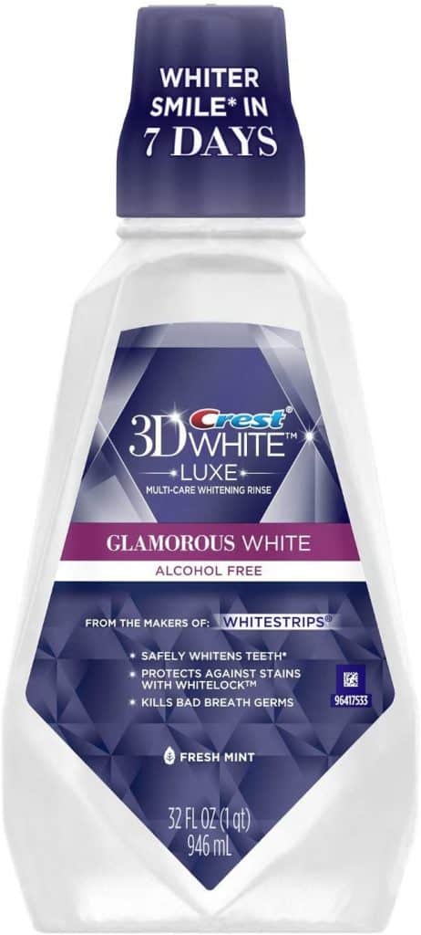 Crest 3D White Glamorous White Multi-Care Whitening Fresh Mint Flavor Mouthwash