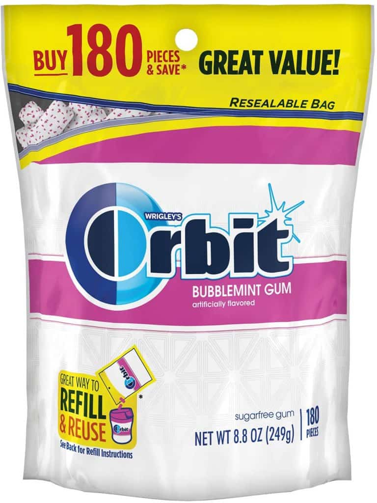 Orbit Chewing Gum White Bubblemint 180Count 8 8oz